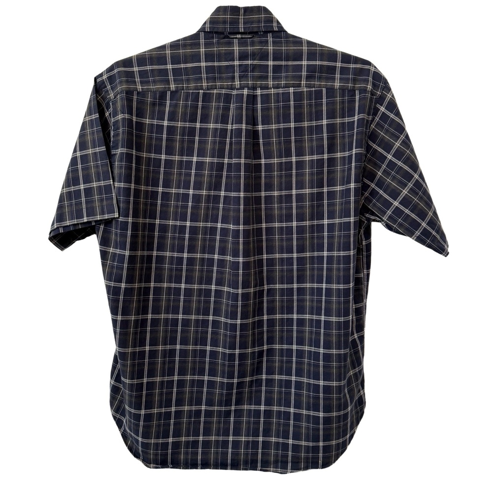 Tommy Hilfiger‎ Shirt Mens Medium Black White Plaid Vintage Short Sleeve Pocket - Picture 3 of 4